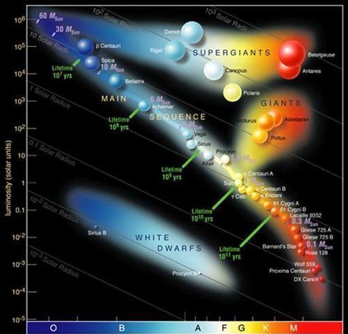 我们的太阳在赫罗图上就处于主星序的中部它是一个中等质量中等温度