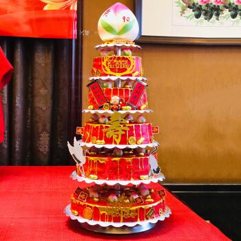 多层祝寿生日蛋糕寿桃寿星公百岁庆典大蛋糕周岁结婚纪