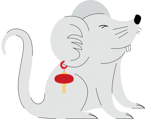 中国十二生肖传统手绘简约插画元素鼠