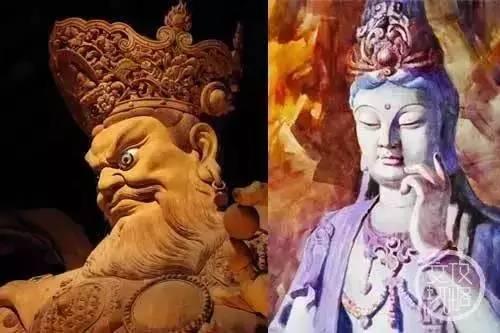 其实这两种面相截然不同的菩萨正是佛门中常说的怒目金刚和低眉菩萨!