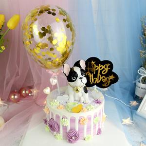 卡通小狗蛋糕摆件 狗年周岁宝宝儿童生日宴会甜品台蛋糕装饰装扮