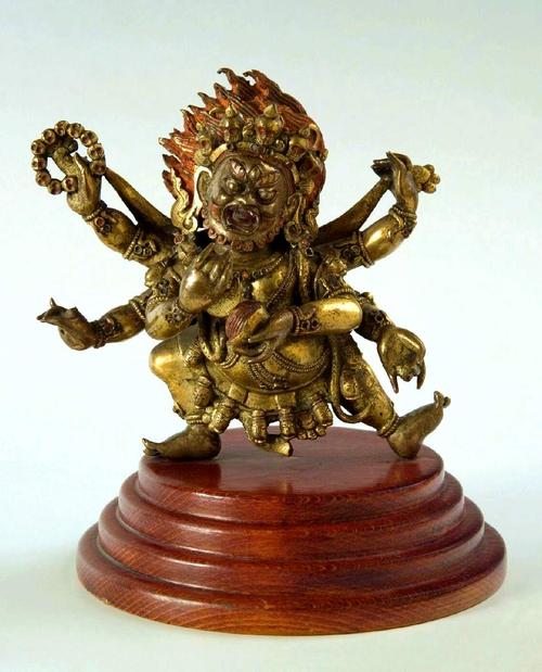 捷克国家美术馆藏 蒙古青铜造像 佛教护法神  六臂玛哈嘎拉 大黑天