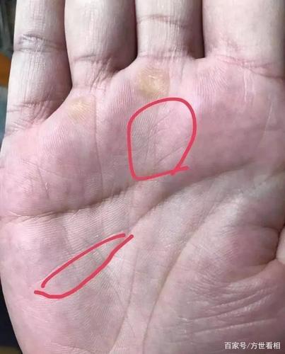 在手相上中指的下方圈出来的部位是个井字纹属于吉祥的纹路工作上