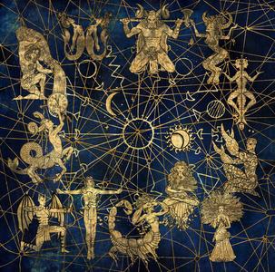 手绘插图. 占星术占星术概念的神秘绘画照片
