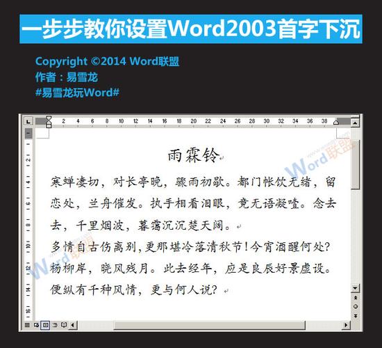 一步步教你设置word2003首字下沉