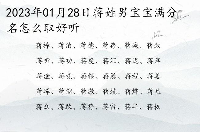 2023年01月28日蒋姓男宝宝满分名怎么取好听蒋取名字男孩名字文艺三个