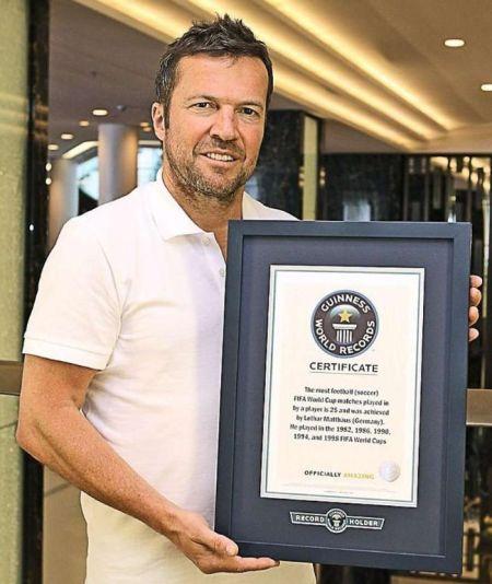 马特乌斯世界杯出场纪录之最 获吉尼斯证书